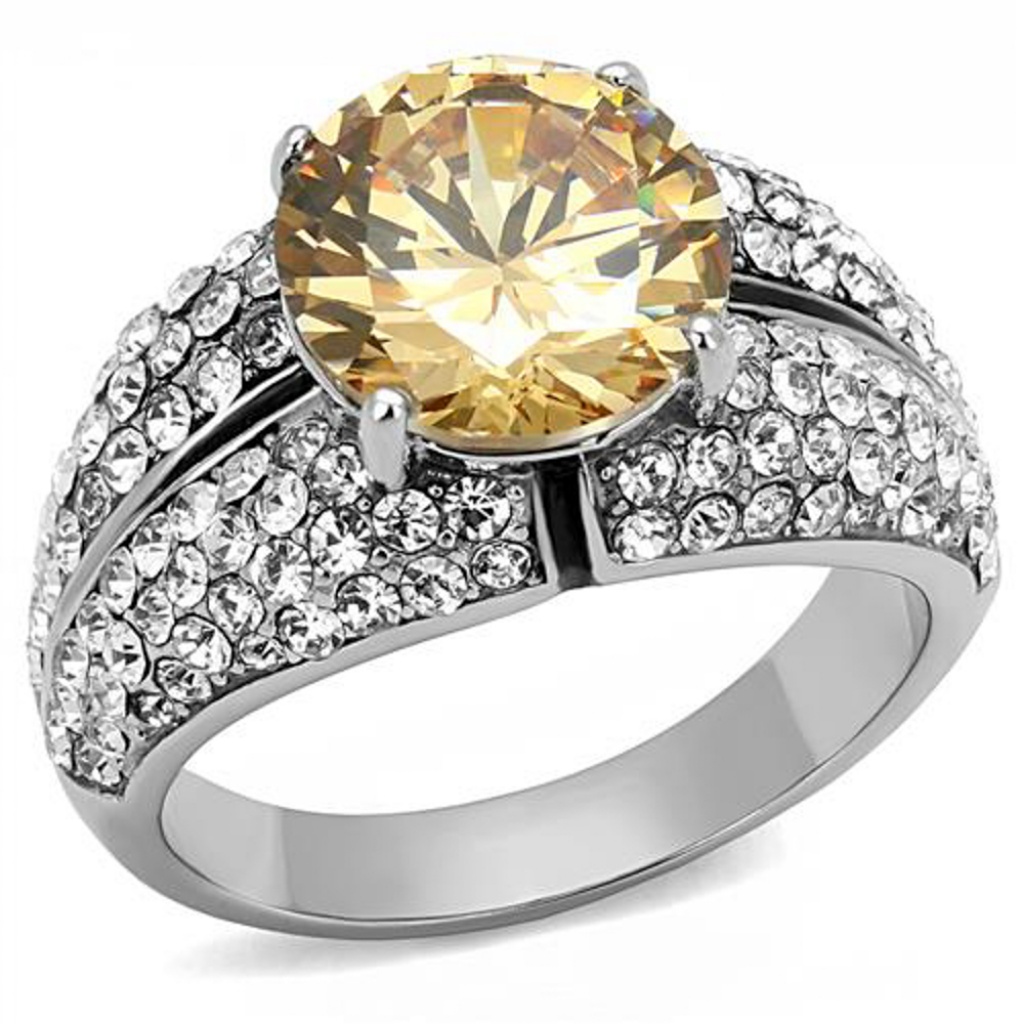 455 Ct Zirconia Stainless Steel Engagement Ring